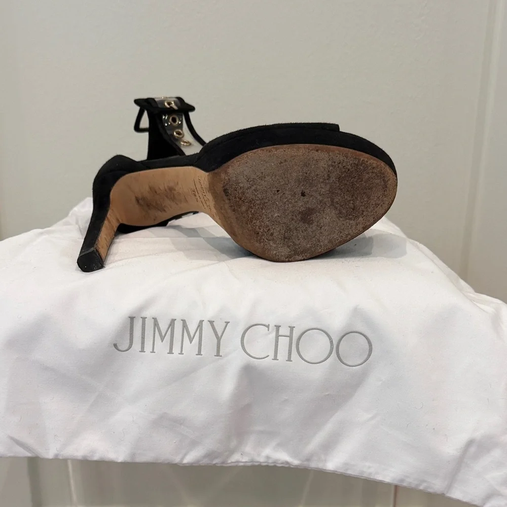 Jimmy Choo Black Suede Platform Ankle-Strap Sandals - Picture 5 of 5